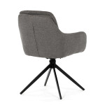 Židle jídelní, 180° otočný mechanismus, lanýžová voděodolná látka, černý kov
