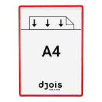 Djois rámeček s kapsou samolepicí, A4, otevřený shora, nepermanentní, červený, 5 ks