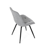 Židle jídelní, šedá látka, černý kov, otočný mechanismus 90°/90° (L/P) - funkce reset