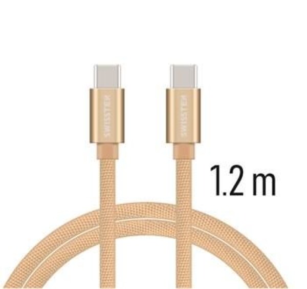 Swissten 71527204 USB-C na USB-C, USB 2.0, zástrčka C - zástrčka C, opletený, 1,2m, zlatý