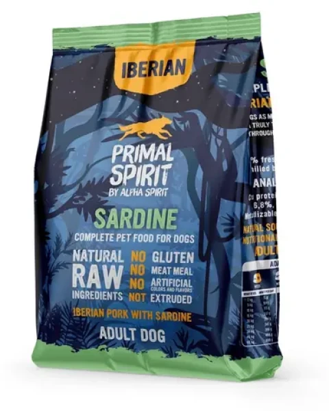 PRIMAL SPIRIT Iberian Sardine / Polosuché krmivo pro psy / vepřové sardinka / bez lepku / 1 kg