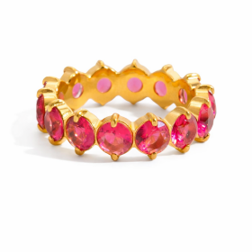 ELENYS Radiant Cherry – pozlacený prsten 18K žluté zlato Velikost: 8 (EU: 57-58)
