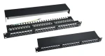 XtendLan černá / Patch panel / 19" / 24 portů / Cat6 / stíněný / vyvazovací úchyty (XL-PP19-24C6S-A)
