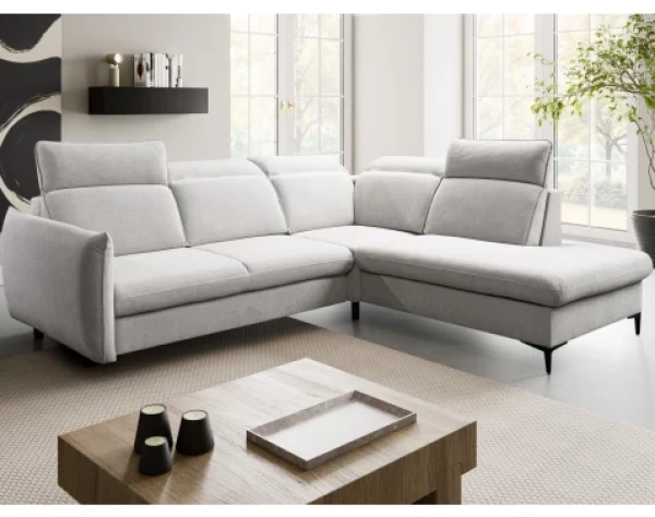 Rohová sedačka Glow, světle šedá látka, pravý roh