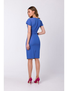 Pouzdrové šaty s páskem S336 modré - Stylove M