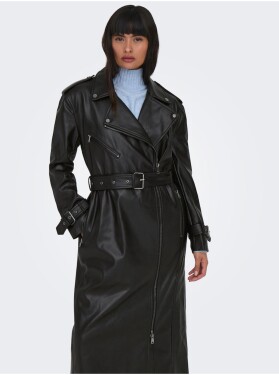 Černý dámský koženkový kabát ONLY Freja - Dámské