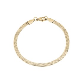 Pozlacený herringbone náramek – 3 mm plochý had, Zlatá 17 cm