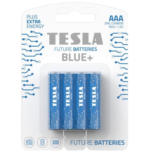 TESLA BLUE+ Zinc Carbon mikrotužková baterie AAA (R03) 4 ks / blister (1099137200)