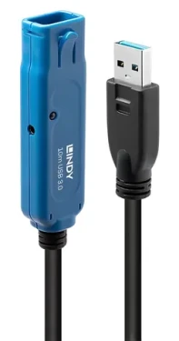 Lindy 43157 černá / Aktivní prodlužovací kabel USB 3.0 / USB-A samec-samice / 10 m / 5 Gbit/s (43157)