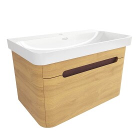 Koupelnová skříňka s umyvadlem SAT Fusion 77,5x43x45 cm dub medový mat SATFUSION80DMU SATFUSION80DMU