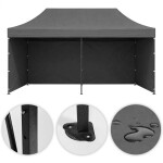 Samorozkládací párty stan se stěnami v různých barvách 3 x 6 m Černá