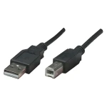 USB kabel A-B 3m černý / Kabel / USB 2.0 / 480 Mb/s / AWG 28