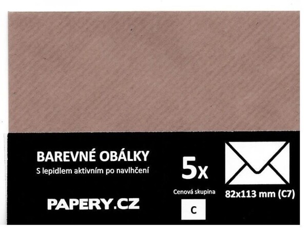 HYBLER S.R.O. barevná obálka 82X113 HNĚDÁ S PRUHY, 5 kusů, 100 gm2, olizová