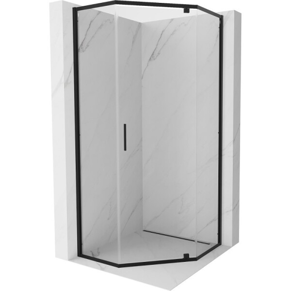 MEXEN - Exo sprchová kout pětiboký křídlový 80 x 80, transparent, černá 812-080-080-70-00