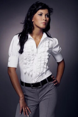 Dámská košile s krátkým rukávem K02R42B - Nife bílá 38