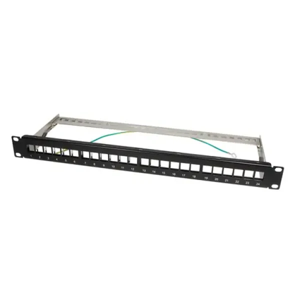 LogiLink Patch panel Keystone 24 portů, nezaplněný, černý / Patch panel / 19" / 1U / Kov (NK4042)