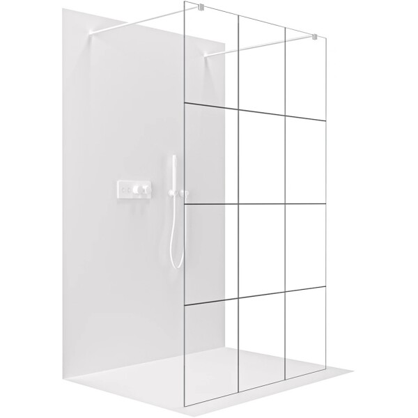 CERANO Sprchová zástěna Walk-in Onyx Duo L/P - 8 mm - hranatá vzpěra - bílá matná, industriální sklo - 150x200 cm