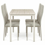 Jídelní set s 4 židlemi, 110x70x75cm, mdf, travertin, ASE-1039 CRM2