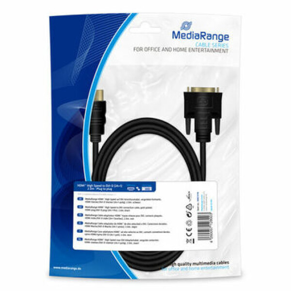 MediaRange MRCS118 kabel HDMI na DVI-D (24+1) 2 m / 1x DVI-D (M) / 1x HDMI (M) (MRCS118)