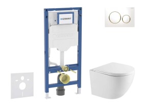 GEBERIT - Duofix Set předstěnové instalace, klozetu Oudee a sedátka softclose, tlačítko Sigma20, bílá/pozlacená SANI11CA3199