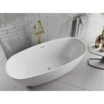 MEXEN/S - Luvo Slim volně stojící vana 170 x 75, bílá, sifon a přepad zlatá kartáčovaná 52801707500-55
