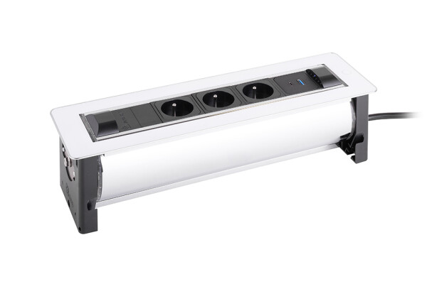 Versalogic VersaTurn 3x 230V, 2x USB A/C 5V, bílé sklo (468926)