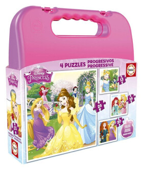 Puzzle v kufříku Disney princezny 4v1 (12,16,20,25 dílků)