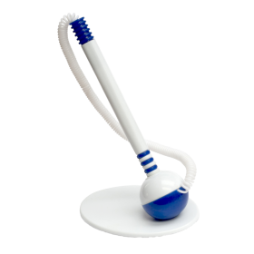Office Products kuličkové pero se stojánkem a pružinou, modrá náplň, vertikální, bílomodré