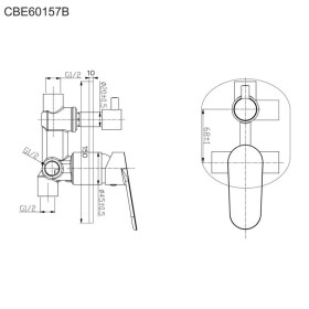 MEREO - Sprchová podomítková baterie s trojcestným přepínačem, Viana, Mbox, oválný kryt, chrom CBE60157B