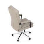 Křeslo kancelářské, béžová ekokůže, kříž kov chromový, houpací mechanismus, čalouněné područky