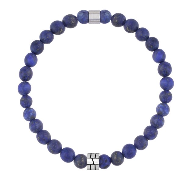 Pánský náramek Gabriel - 6 mm Lapis Lazuli, chirurgická ocel, 21 cm Modrá