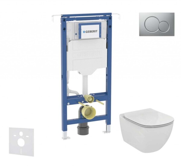 GEBERIT - Duofix Set předstěnové instalace, klozetu a sedátka Ideal Standard Tesi, tlačítka Sigma01, matný chrom SANI11CD2109