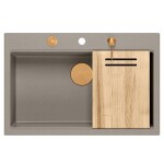 Quadron - Granitový dřez MARC 110 WORKSTATION Beige Zlatá zátka ZLE-09046