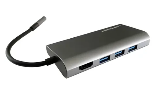 LC-Power LC-HUB-C-Multi-5 / USB-C hub / 3x USB-A 5 Gbps / USB-C PD 100 W / HDMI 4K / Gigabit LAN / čtečka SD (LC-HUB-C-MULTI-5)