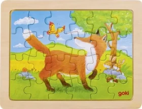 GOKI Dřevěné puzzle Zvířecí přátelství - Liška