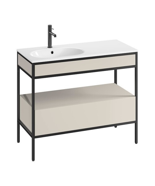 CERSANIT - Sada B945 konzole ZEN 100 (skříňka se zásuvkou + panel FSC MIX70% SGSCH-COC-007574 + umyvadlo vpravo) cashmere VIR S801-515