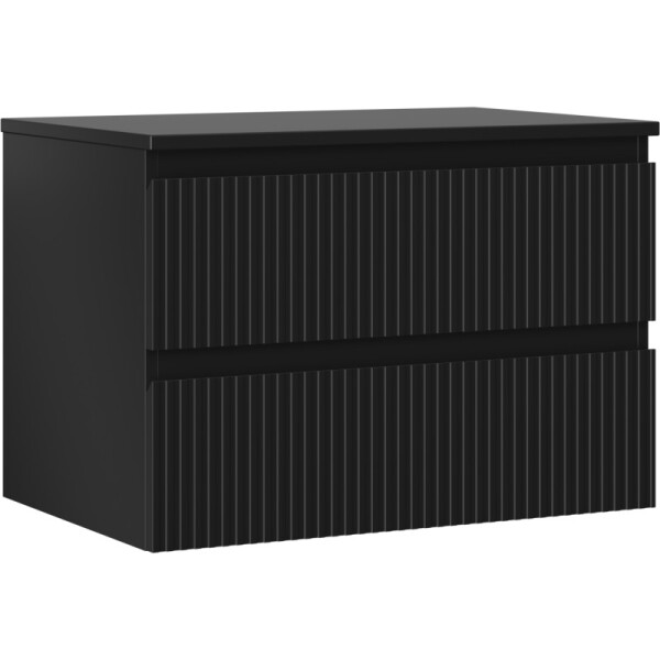 MEXEN/S - Rivel koupelnová skříňka pod umyvadlo 70 cm s deskou, 2 zásuvky, reliéf , černá mat 91A20-07047-2-BFFC71