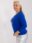 Dámská kobaltová halenka plus size aplikacemi