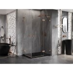 MEXEN/S - Lunar L Duo sprchový kout dveře křídlové pravá 115 x 85, transparent, měď kartáčovaná 834L-115P-085L-65-00