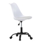 Židle kancelářská, bílá plastová skořepina, sedák bílá látka, kovový kříž