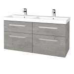 Dřevojas - Umyvadlová skříňka Q MAX SZZ4 120 - D01 Beton / Úchytka T01 / D01 Beton 332143A
