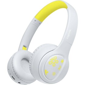 LogiLink BT0073BL sluchátka On Ear Bluetooth®, kabelová světle modrá, žlutá složitelná, omezení hlasitosti
