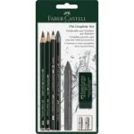 FABER-CASTELL Grafitové tužky s gumou a ořezávátkem / 7ks / černá (112997)