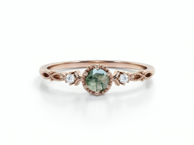 LUNICA Stříbrný prstýnek MECHOVÝ ACHÁT ROSE Velikost prstenu: 8 (EU: 57-58) 0690_8