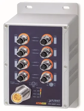 Planet vodotěsný PoE switch 8x FE M12 IP67 / Switch / 8x PoE 802.3at 180 W / -40 až 75 °C / 12-56 VDC (ISW-808PT-M12)