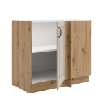 Spodní rohová skříňka Stilo 105 DN 1F Barva korpusu: Dub artisan, Barva dvířek: Bílá