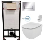 DEANTE Podomítkový rám, pro závěsné WC mísy + SLIM tlačítko chrom + WC Ideal Standard Tesi se sedátkem SoftClose, AquaBlade CST_WC01 051P TE1