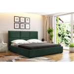 Čalouněná postel Lourdes 180x200, zelená, včetně roštu
