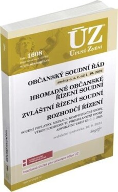 ÚZ 1608 Občanský soudní řád, Zvláštní řízení soudní, Rozhodčí řízení, Soudní poplatky, Mediace