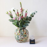 House Doctor Skleněná váza Dot Multi + aranžovací kroužek Hanataba, multi barva, sklo